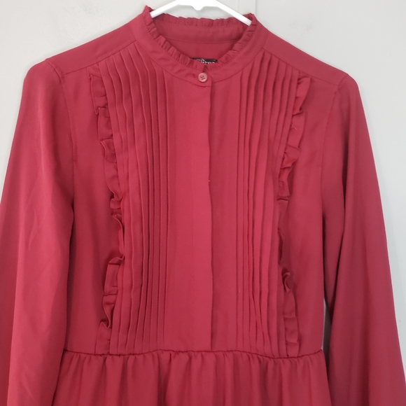 J. Crew Mercantile Long Sleeve High Neck Burgundy Dress - Picture 5 of 12